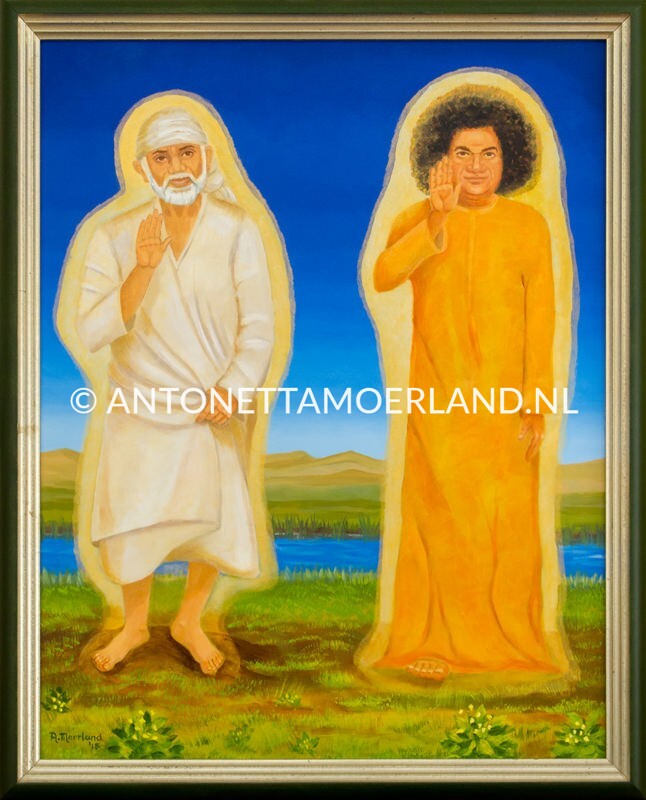 Sri Sathya Sai Baba en Sri Shirdi Sai Baba schilderij